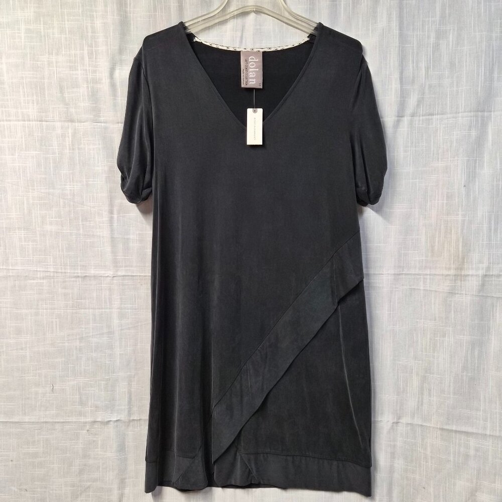Anthropologie Dolan Left Coast Collection Black V‑Neck Draped Knit Dress Size Sm